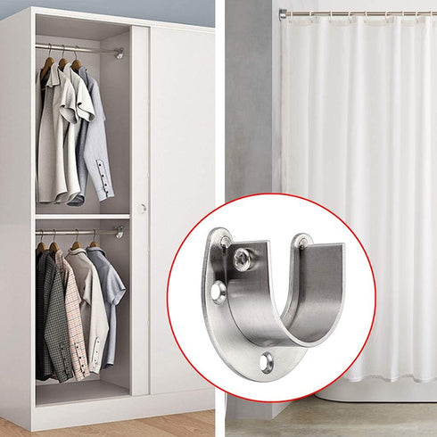 OwnMy 4 Packs Closet Rod End Supports 1-1/2" Diameter, U Shaped Stainless Steel Closet Pole Sockets Flange Rod Holder