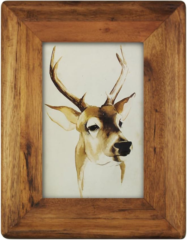 4x6 Wood Picture Frame with Glass Front, Rustic Handmade Burlywood Photo Frames for Table Top and Wall Display
