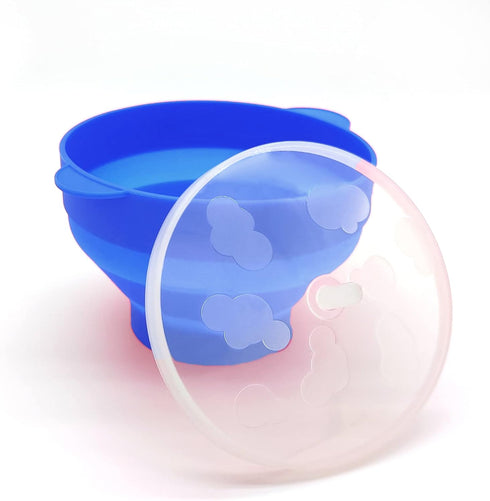 Mini Microwave Popcorn Popper, BPA Free Collapsible Silicone Bowl, Dishwasher Safe (Deep Sea Blue)