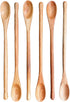 Rose Wood 8.5" Long Handle Coffee Tea Stirrer Mixing Spoons, Set of 6