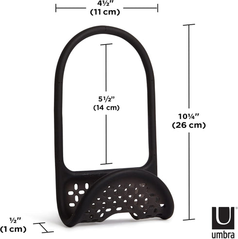 Modern Black Sling Sponge Holder for Kitchen Sinks - Flexible Design, No Suction Cups