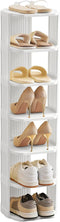 Small Shoe Rack, 7 Tier Plastic Vertical Shoe Rack for Small and