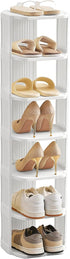 Small Shoe Rack, 7 Tier Plastic Vertical Shoe Rack for Small and