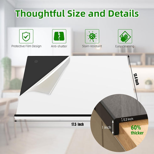 Acrylic Cutting Board with Counter Lip, 60% Thicker & Durable, BPA-Free Kitchen Tool, Easy to Clean