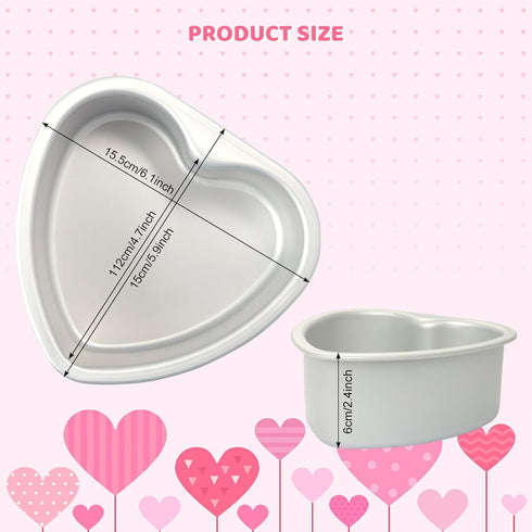Heart Shaped Cake Pan, 6 Inch Aluminum Cake Tin for Baking, Valentine's Day, Weddings, Birthday Party Mold