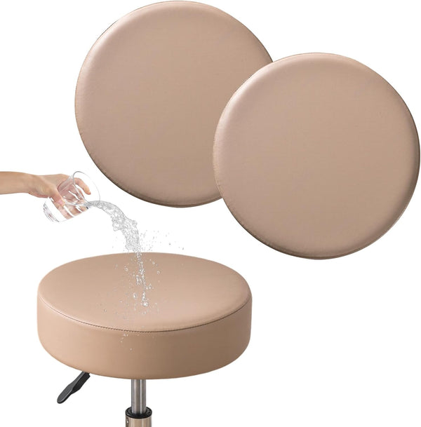 FUANGUI Bar Stool Covers Round Set of 2, Waterproof PU Bar Stool