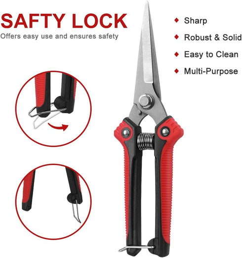 WYF Pruning Scissors, Professional Garden Shears, Sharp Stainless Steel Blades, Hand Pruner for Harvesting, 8.1IN (Red)