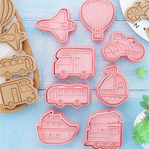 MayeBridge 8 Set Pieces Cute Fire Balloon Cookie Moulds For Baking Cookie Mould Press Train Cookie Mould Kitchen Tools