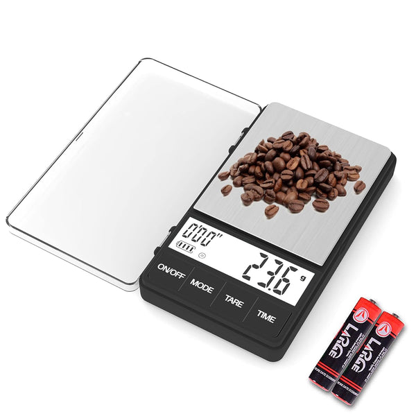 WEIGHTMAN Espresso Scale with Timer, 1000g x 0.1g Small & Thin Travel Coffee Scale, Mini Digital Scale with Backlit LCD