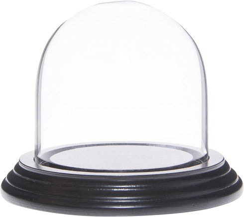 Plymor 3" x 3" Glass Display Dome Cloche with Black Wood Veneer Base