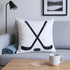 Embroidered Hockey Throw Pillow Cover, 18 inch Square Decorative Canvas Pillow Cover for Ice Hockey Room Decor (Cover