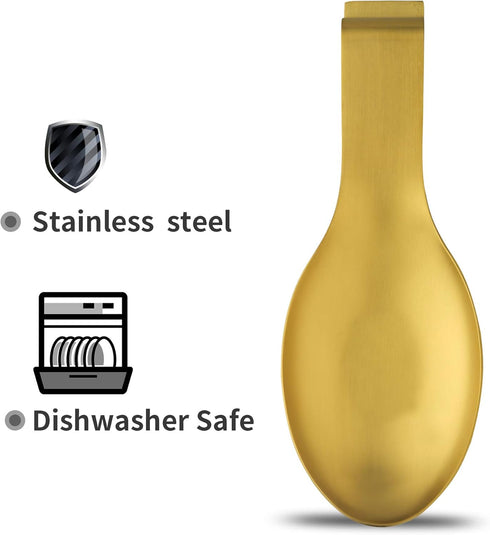 BETTWILL Gold Spoon Rest for Kitchen Counter, Stainless Steel Spoon Holder for Stove Top, Gold Kitchen Accessories