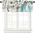 Mason Jar Cotton Flower Valances for Windows - 54x18 inch Rod Pocket Kitchen Curtains, Floral Wooden Plank Design