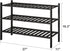 3-Tier Closet, viewcare Black Bamboo Shoe Rack for Entryway, Stackable | Foldable | Natural, Shoe Shelf Storage