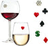 Set of 6 Casino Wine Glass Charms - Magnetic Drink Markers for Stemless or Regular Glasses