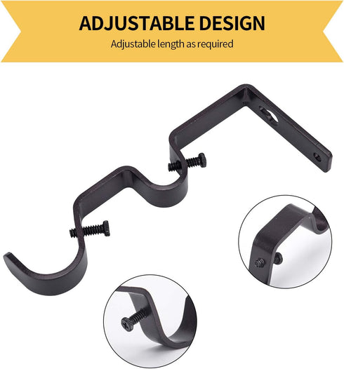 Ycolnaefllr Set of 3 Heavy Duty Oil Rubbed Bronze Double Curtain Rod Holders for 1 and 0.7-Inch Rods