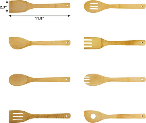 DEAYOU 16 PCS Bamboo Wood Spoons Set, Cooking Utensils for Cookware, Wok, Everyday Use, Mothers Day Gifts, Housewarming Gifts