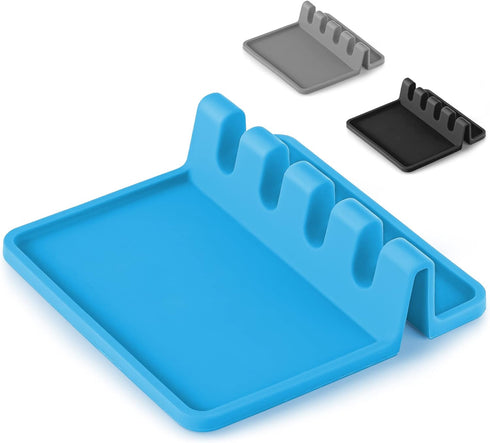 Simple Craft Silicone Spoon Rest with Drip Pad, 4 Slotted Heat Resistant Holder for Kitchen Utensils and Tables