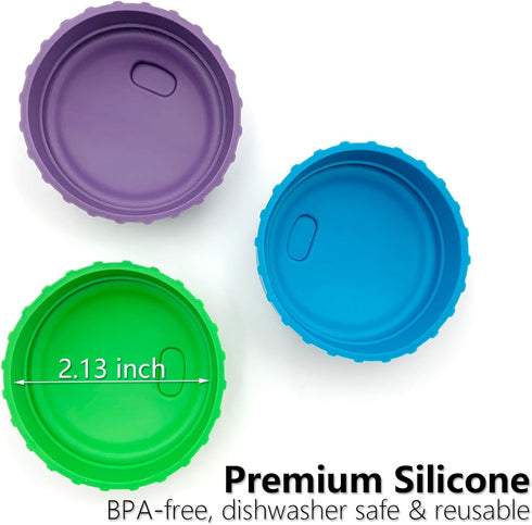 Qgond 6 6 3 3 2.13 Inch PCS Silicone Soda Can Lids, Reusable Can Covers in Colors with Straw Openings & Fully Sealed