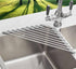 Triangle Dish Drying Rack - Roll Up Folding Stainless Steel Over The Sink Dish Drainer Mat for Kitchen (Grey)