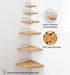 7inch Corner Shelf, Solid Oak Wood Floating Corner Shelf Wall Mount Round End Floating Speaker Shelves with Wire Hole