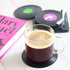 Funny Retro Vinyl Record Coasters for Drinks, Set of 6 with Vinyl Record Player Holder for Music Lovers, Gift Ideas