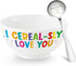 R HORSE Colorful Cereal Bowl and Spoon Set, Funny Engraved Spoon Gift Set for Salad, Soup, Ice Cream, Oatmeal, Breakfast