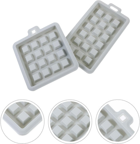 Hemobllo 2 Pcs Mini Silicone Waffle Mold Set for Baking, Rectangle Square Waffle Molds, Blue