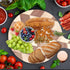 Acacia Wood Round Cutting Board with Handle, 9.85” x 13.75”, for Meat, Cheese, Pizza, Vegetables, Decorative Serving
