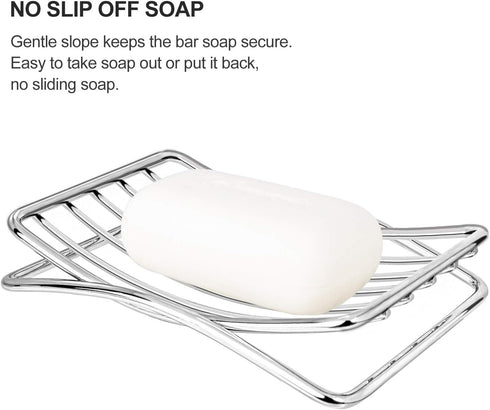 Stainless Steel Soap Dish - Self-draining Bar Soap Holder for Shower & Bathroom, Easy Cleaning Quick Dry with White