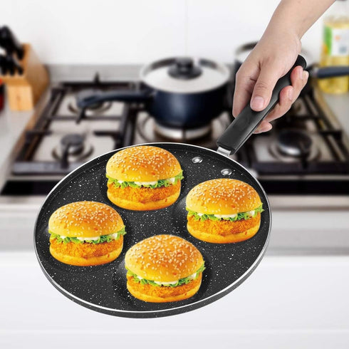 HEEPDD 4 Cup Egg Frying Pan, 24.5cm/9.6in Non Stick Egg Cooker Pan Omelet Pan Pancake Pan for Breakfast Pancake Egg Burger Steak by HEEPDD