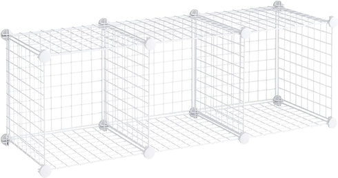 Rubbermaid 3 Piece Stackable Storage Wire Cube Set, Easy Assemble, White, Multi-Use Home Organizer for Closet/Toys