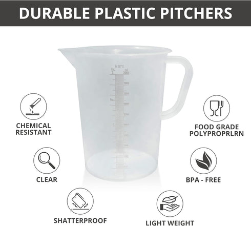 Appletofu Plastic Graduated Measuring Pitcher, 2000ml Large Cylinder with Handle and Pour Spout