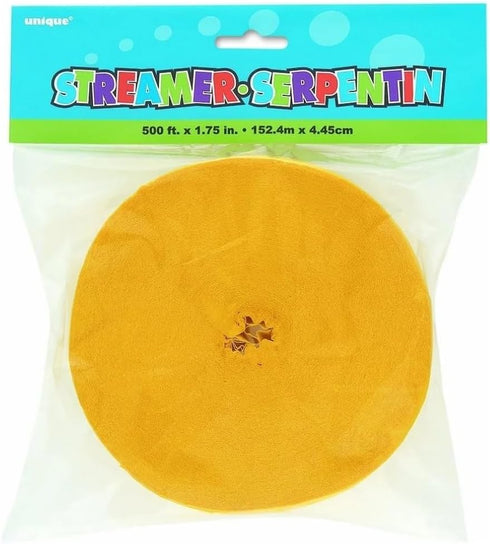 Yellow Crepe Paper Roll Streamer, 81 ft, Perfect for Parties & Events