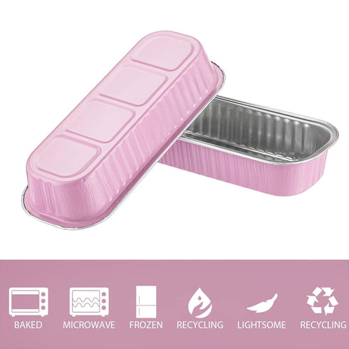 EUSOAR 50pcs Cupcake Liners with Lids, 6.8oz Aluminum Disposable Foil Ramekins Pan, 6.5"x2.5"x1.2", Dessert Containers