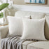 Fancy Homi 2-Pack Pom Pom Throw Pillow Covers, Cream Corduroy, 18x18 Inch