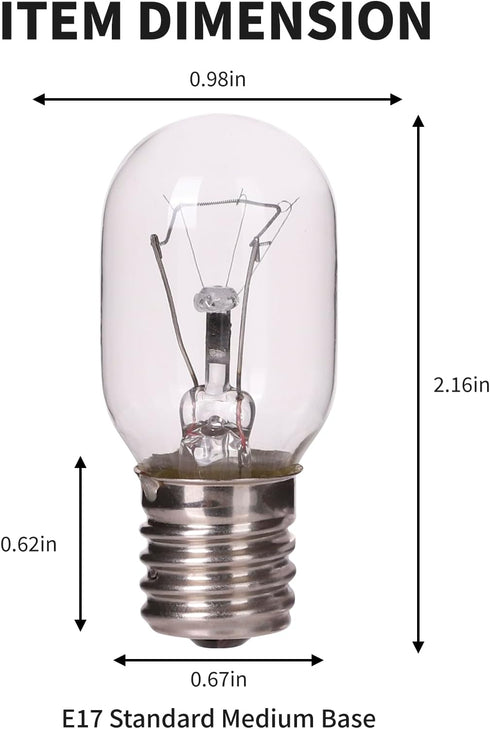 6 Pack Microwave Light Bulb 40 Watt 120V T8 Replacement E17 Standard Base Bulbs for Oven Stove Refrigerator