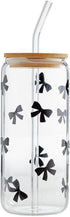 Glass Tumbler With Lid and Straw, 20-Ounce Glass Cup with Bamboo Lid