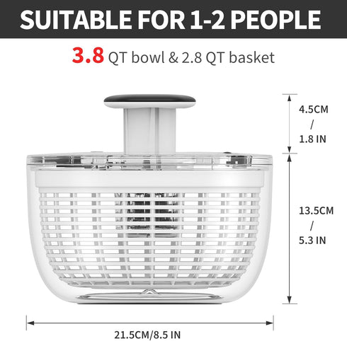 3.8 Smile mom Salad Spinner Small Lettuce Spinner Kitchen Gadgets Vegetable Washer, High Efficiency for Home Kitchen