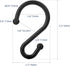 Metal Shower Curtain Hooks, Set of 12 Rust Resistant S Shaped Rings for Kitchen Utensils, Clothing, Towels, etc. (Black)