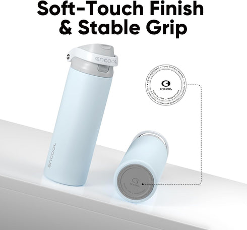 Commute 40 oz, ENCOOL Leakproof Insulated Water Bottle with Straw Dual-Sip Water Bottle Bag-Safe Design for Work, & Gym