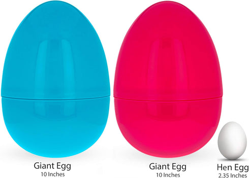 Set 2 10 Inches BestPysanky of Pink and Blue Giant Jumbo Large Size Fillable Plastic Easter Eggs