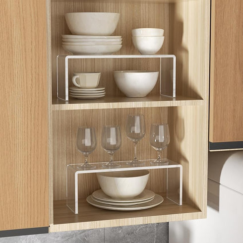 4 Packs Counter Bottles12.4 4 4.6 inch Aminigram Cabinet Organizer Shelf, Acrylic Kitchen Shelves Organizer, Spice Rack