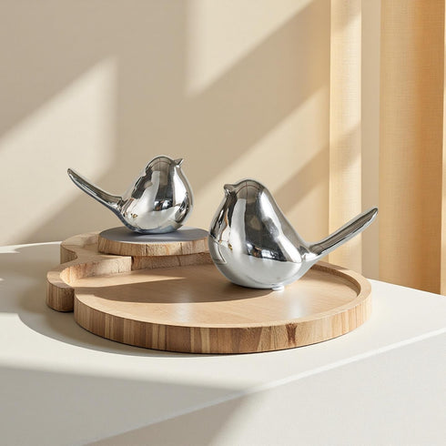 TSCVPJL Set 2 Ceramic Birds Figurines Home Decor, of White Birds Statue, Chubby Small Bird Figurines, Modern Style Bird