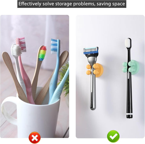 4Pcs iBetterLife Good Grips Razor Holder - Silicone Toothbrush Holders for Shower Wall Mounted Self Adhesive Cute Dorm