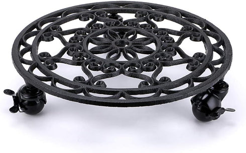Skelang 12.6 Inches Plant Stand, Cast Iron Plant Pallet Caddy, Plant Pot Dolly