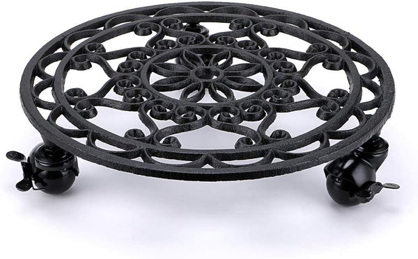 Skelang 12.6 Inches Plant Stand, Cast Iron Plant Pallet Caddy, Plant Pot Dolly