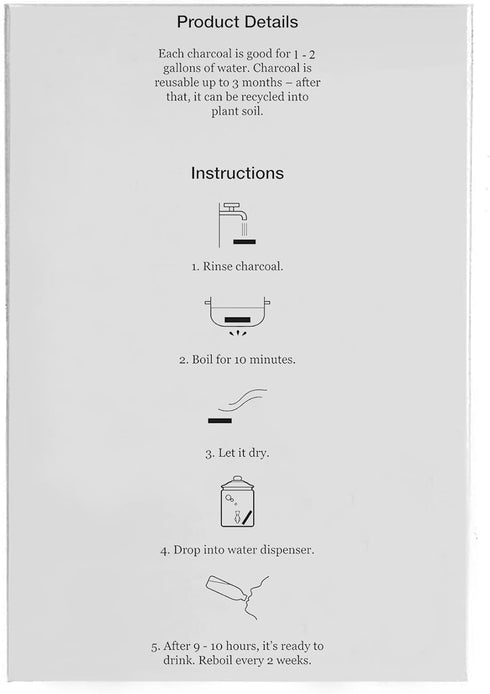Binchotan Charcoal from Kishu, Japan, Water Purifying Sticks, 2 Sticks, Filters 1-2 Gallons of Water