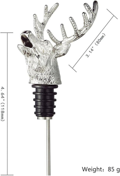 Wine Pourer Wine Aerators Stainless Deer Stag Head Wine Pourer Stags Head Bottle Pourer Unique Gift Ideas Bar Accessories Birthday and Wedding Christmas Gifts (Silver white) by Jsacemxi