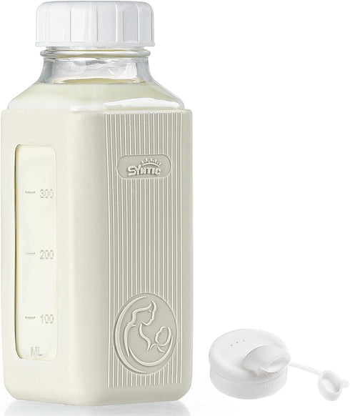 Syntic 1 Pack 16 Oz Glass Milk Storage Bottle with Airtight Lid